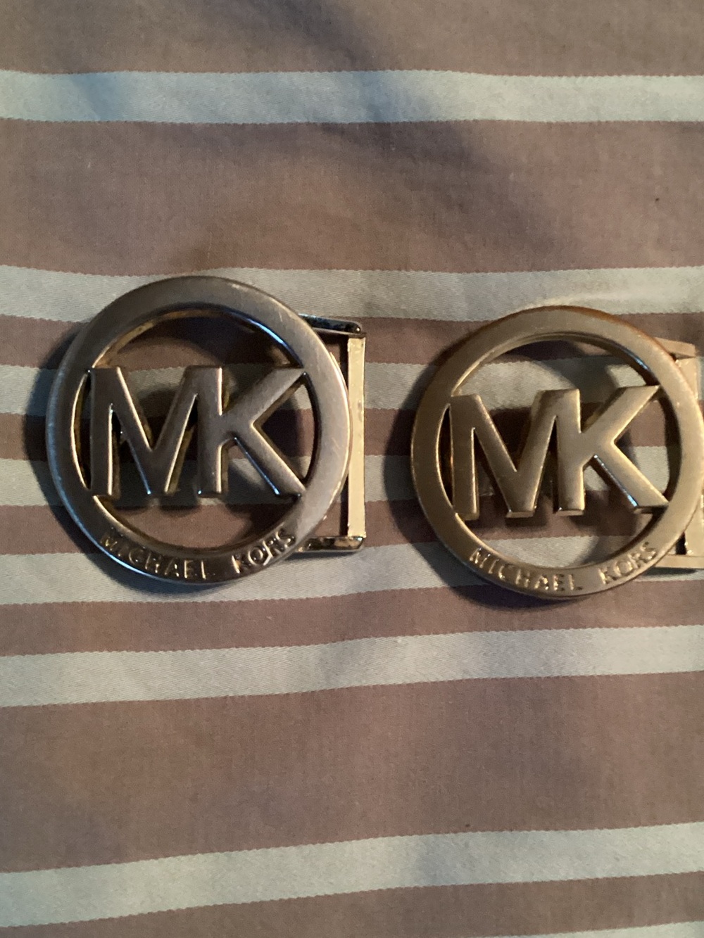 Michael Kors Women’s MK Logo Buckles in Gold Tone